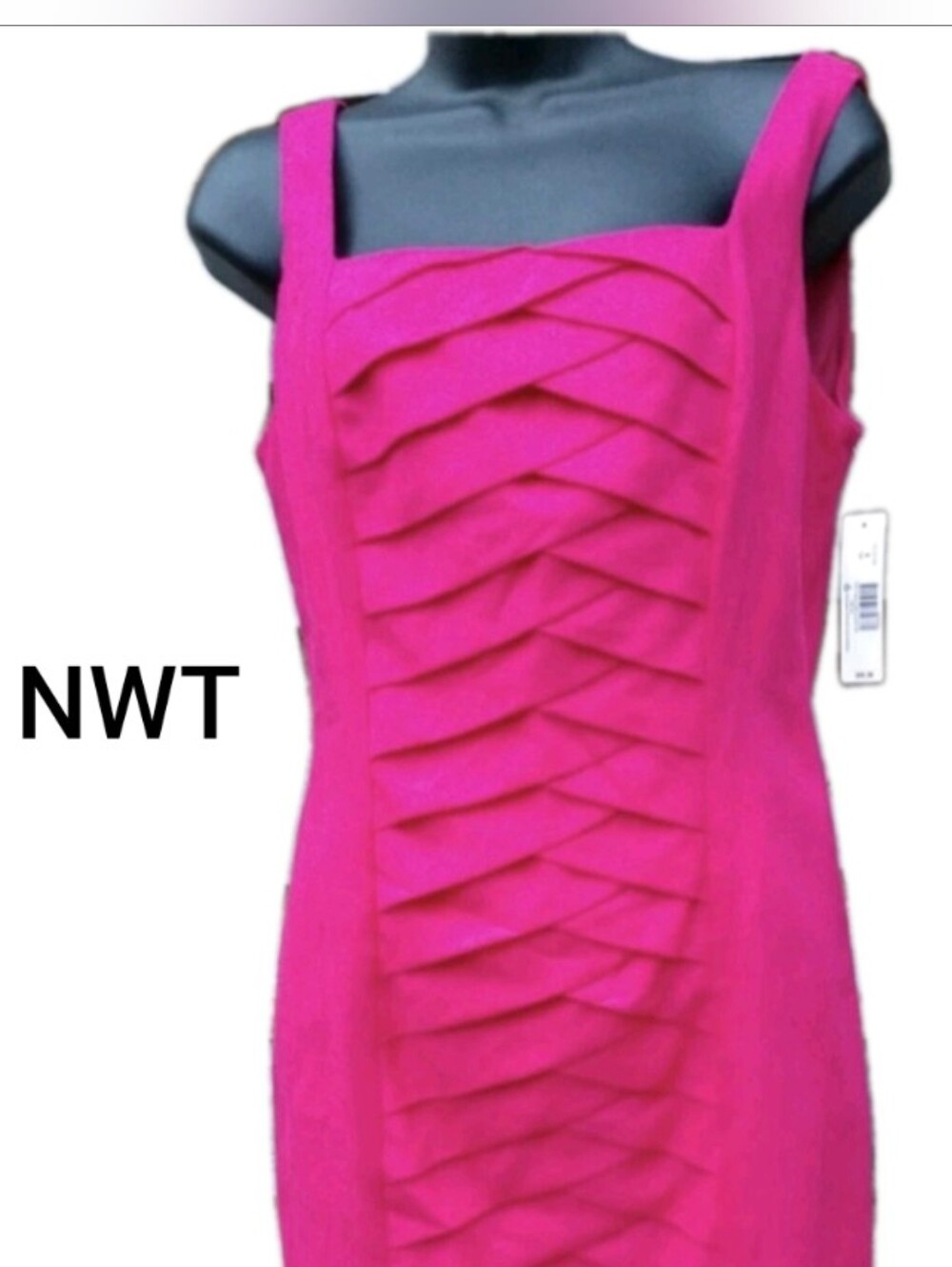 NWT🆕 New Directions Dress Sleeveless Pleated Criss Cross Front Pink Size 8 NWT